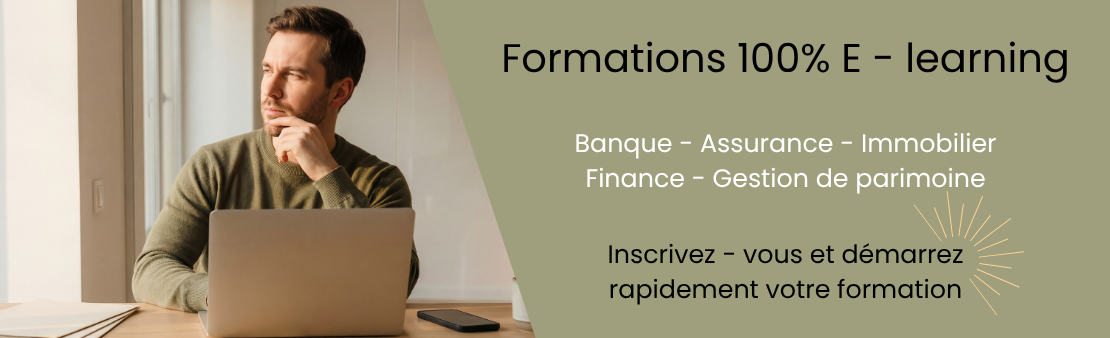 Formation e-learning 100 % à distance en banque, assurance, immobilier, finance et gestion de patrimoine